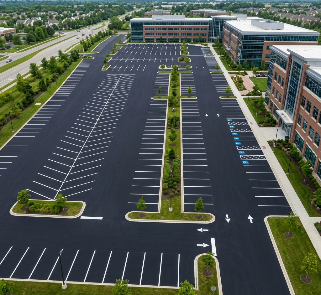 Freshly Paved Parking Lot